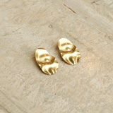 Gold Foil Stud Drop Earrings