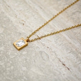 Solitaire Square Necklace