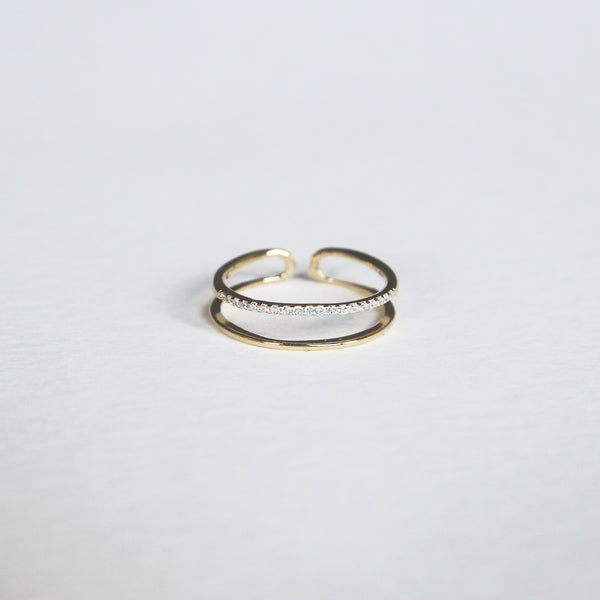 Pave double Ring | Gold