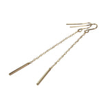Bar with Chain Gold Earrings Alternate