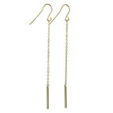 Bar with Chain Gold Earrings