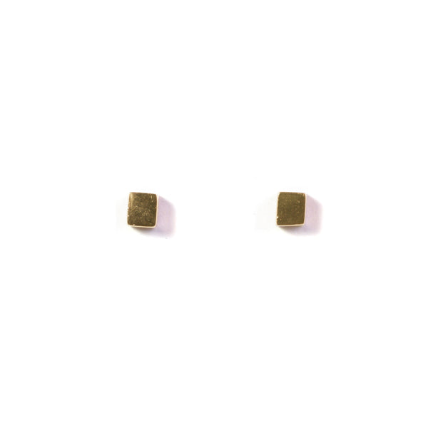 Large Cube Earring - Yellow Gold 