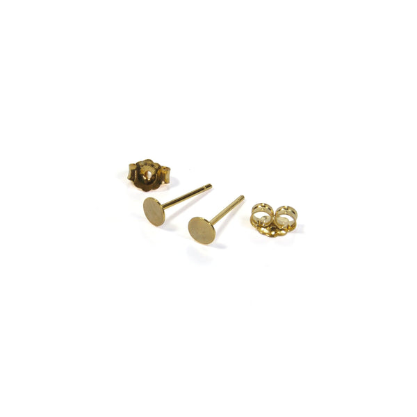 Flat Circle Earrings with posts out - Yellow Gold 