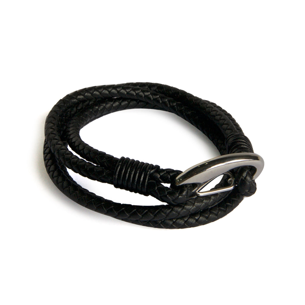 Hook + Loop Leather Bracelets Grey Braided