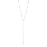 One CZ Lariat Yellow Gold Necklace