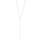 One CZ Lariat Yellow Gold Necklace