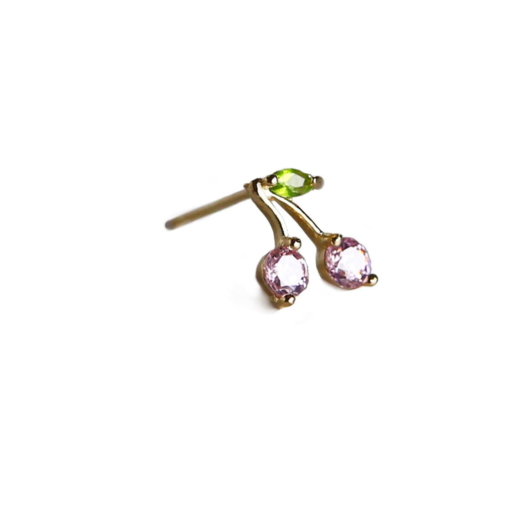 Dazzling Pink Sunflower Screw Back Earrings for Girls ~ 14K White Gold | Jewelry Vine