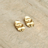 Gold Foil Stud Drop Earrings