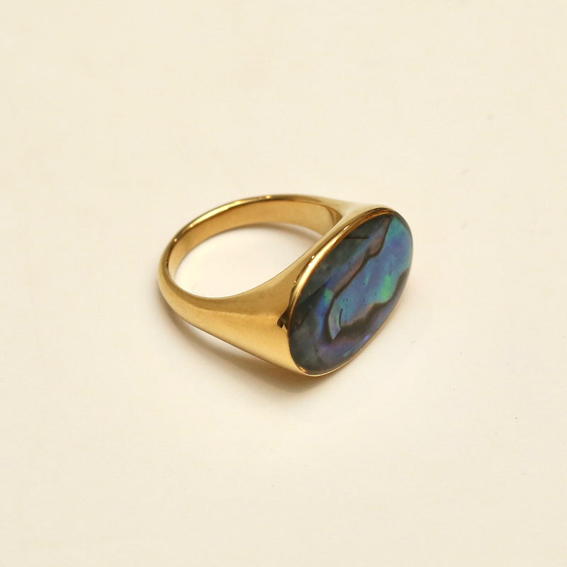 Abalone Oval Signet Ring