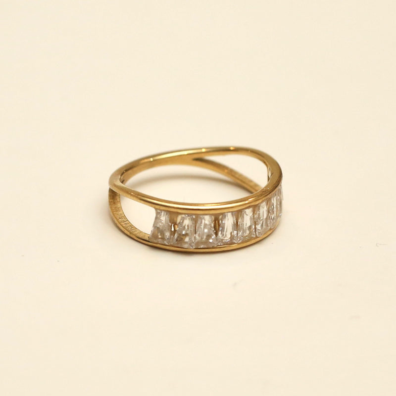 Square Stone Pave Double Ring