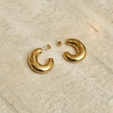 Gold Puff Hollow Hoop Earrings