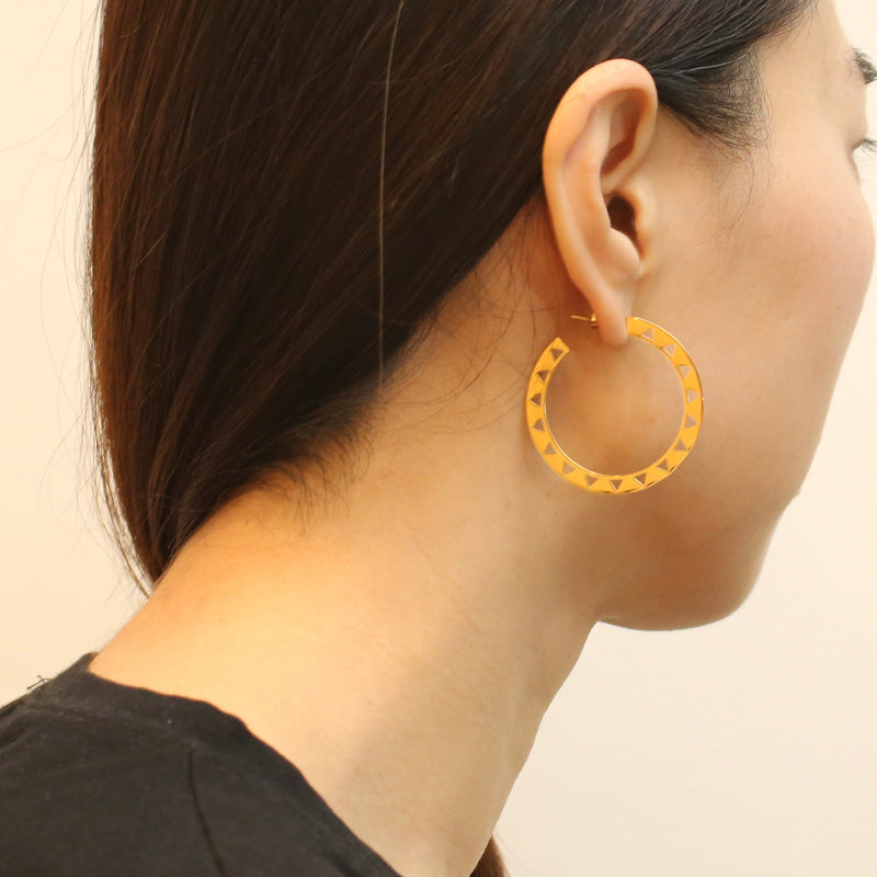 Hoop with Triangle Engraved Earrings