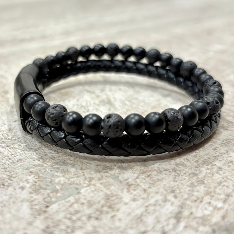 Bead and Leather Duo Bracelet