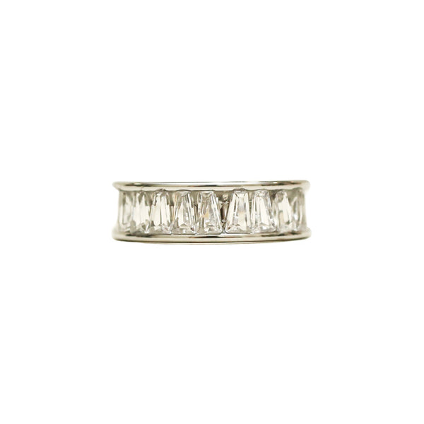 Square Stone Pave Double Ring