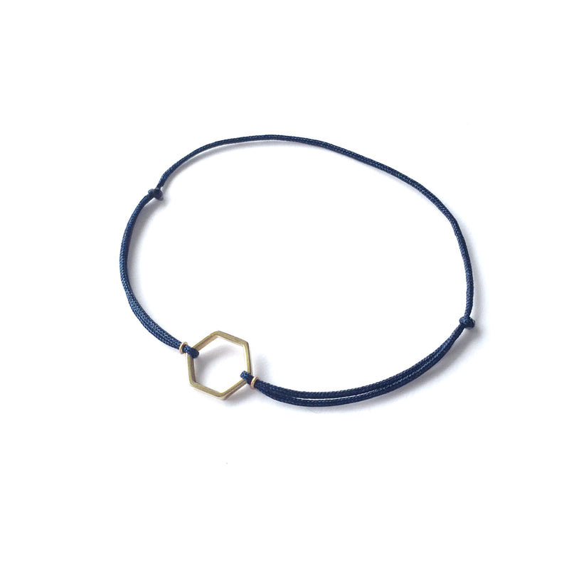 Hexagon Brass Bracelet | Navy