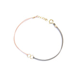 Two color silk string with two circles - pink and gray Bracelet