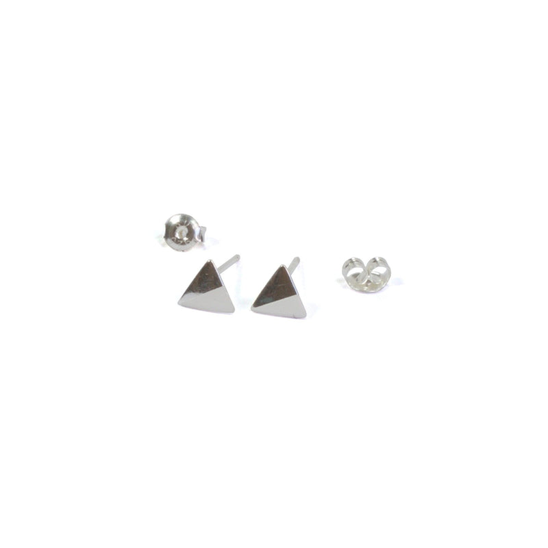 Triangle Color Block Studs | Silver