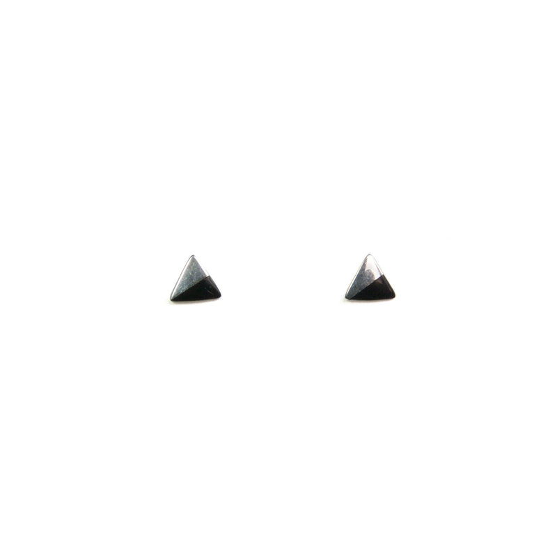 Triangle Color Block Studs | Silver