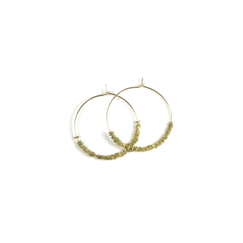 Brass Beaded Hoops Earrings