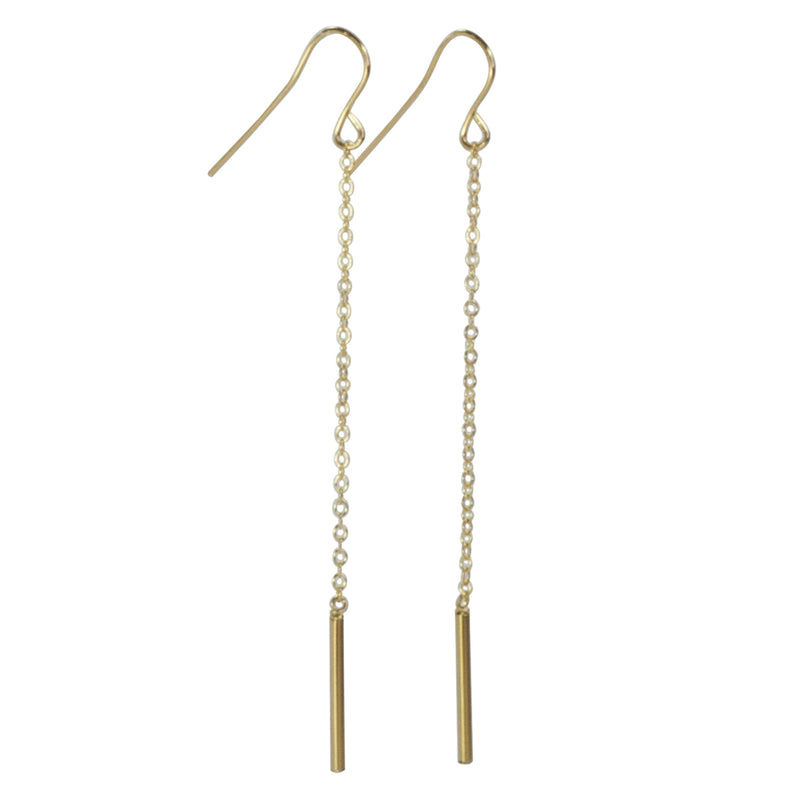 Bar with Chain Gold Earrings
