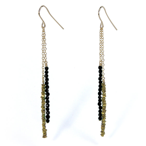 Brass Chip with Black Pyrite Earrings Alternate