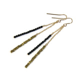 Brass Chip with Black Pyrite Earrings
