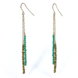 Brass Chip with Green Agate Earrings Alternate