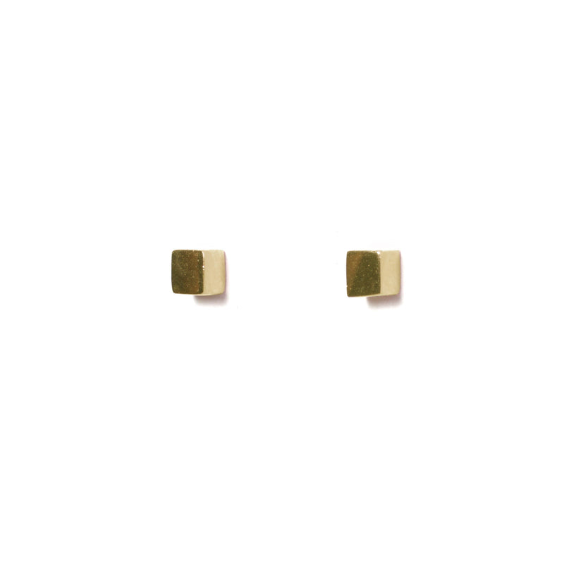 Large Cube Earring Alternate - Yellow Gold 