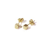 Large Cube Earrings with posts out - Yellow Gold