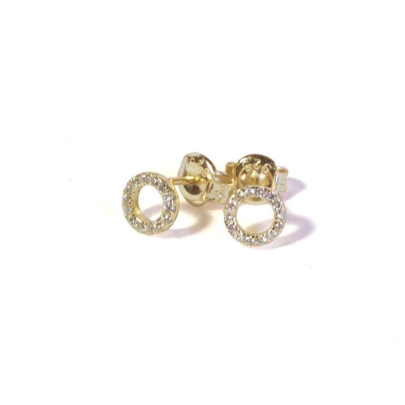 CZ Donut Earrings with posts in - Yellow Gold