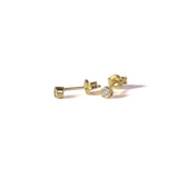 One CZ stud Earrings with posts in - Yellow Gold