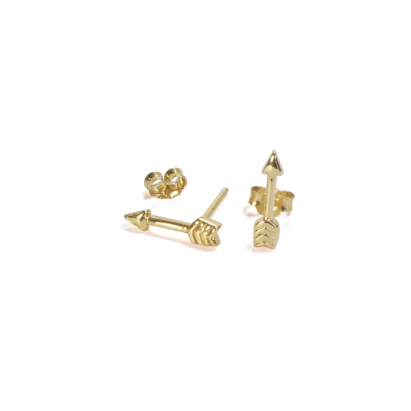 Large Arrow Yellow Gold Earrings with posts in