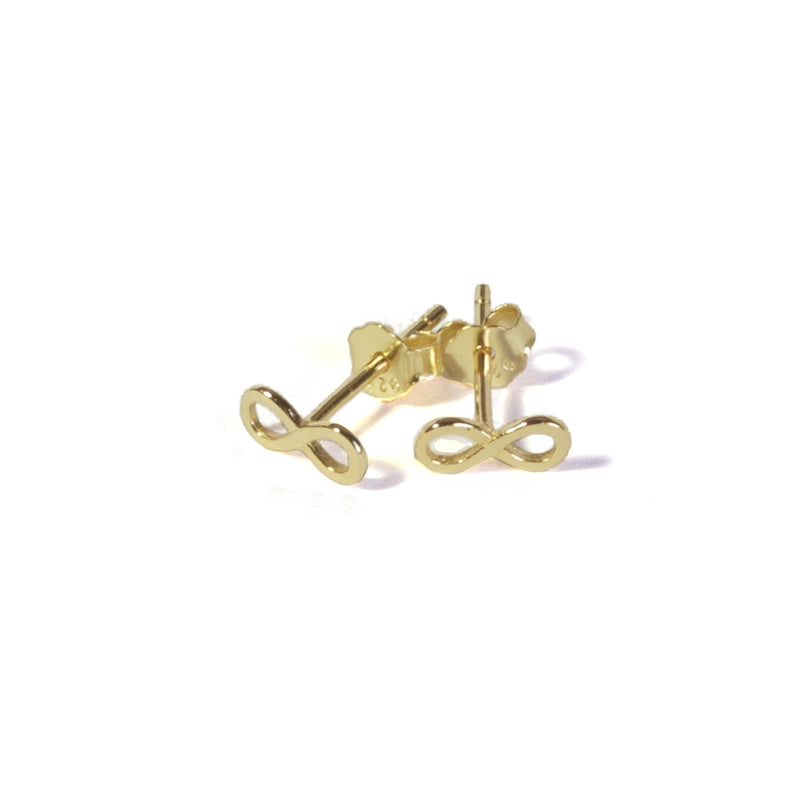 Small Infinity stud earrings with posts in  - yellow gold