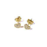 CZ Heart stud earrings with posts in - yellow gold