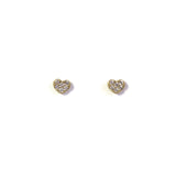 CZ Heart stud earrings - yellow gold