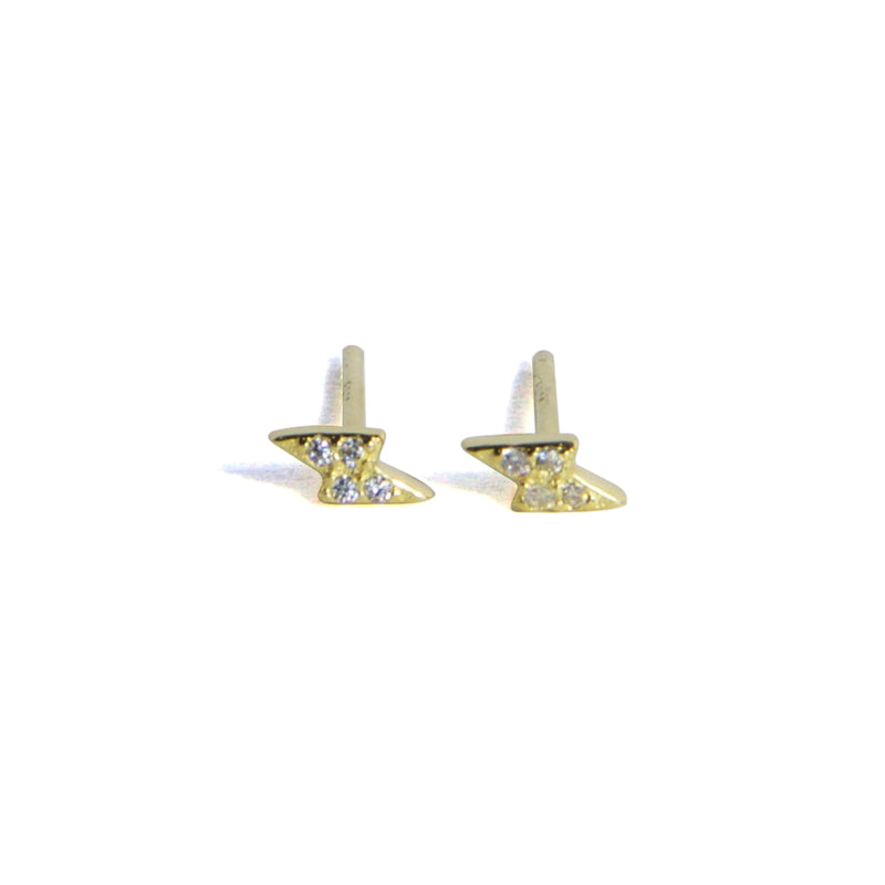 CZ Lightening Earrings - Yellow gold