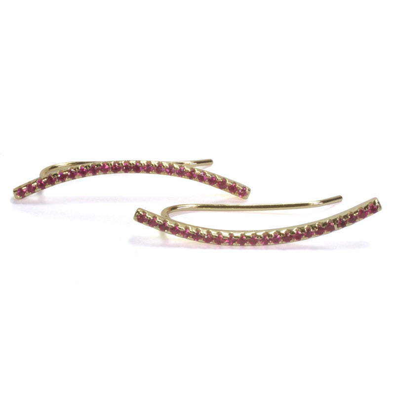 CZ Curved Bar Clip alternate - yellow gold, pink
