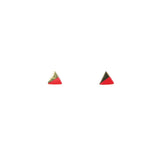 Gold Triangle with Enamel Earrings - Pink