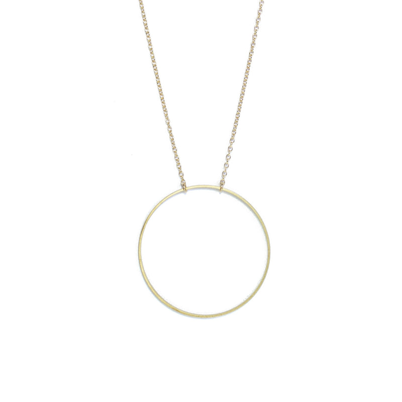 Brass Large Circle Long Necklace
