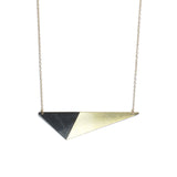 Brass Triangle and Enamel Necklace - Black