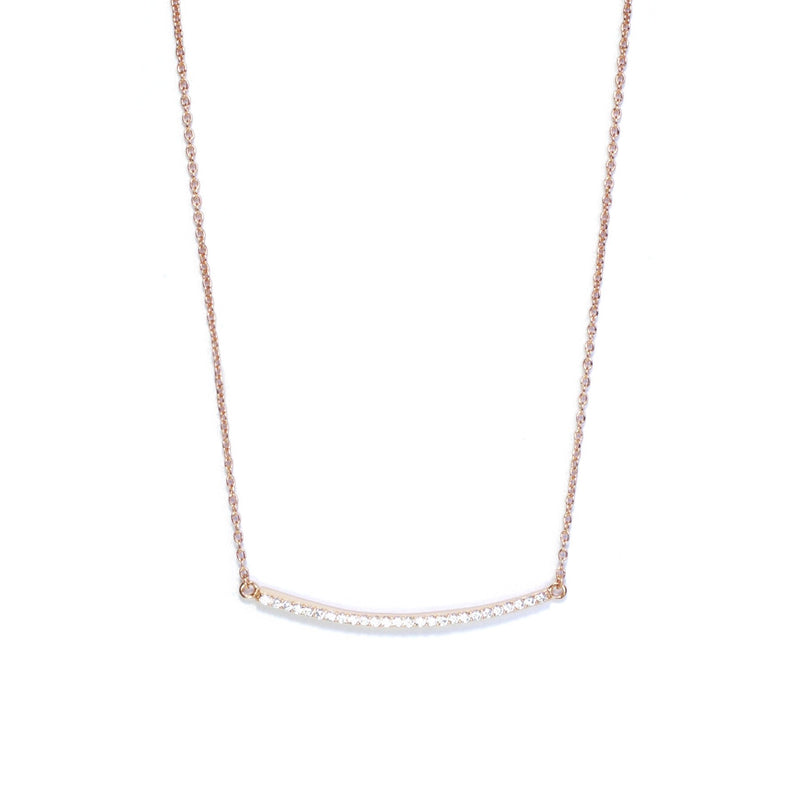 Pave Curved Bar Necklace