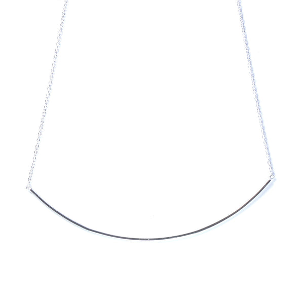 Silver Long Curved Bar Necklace