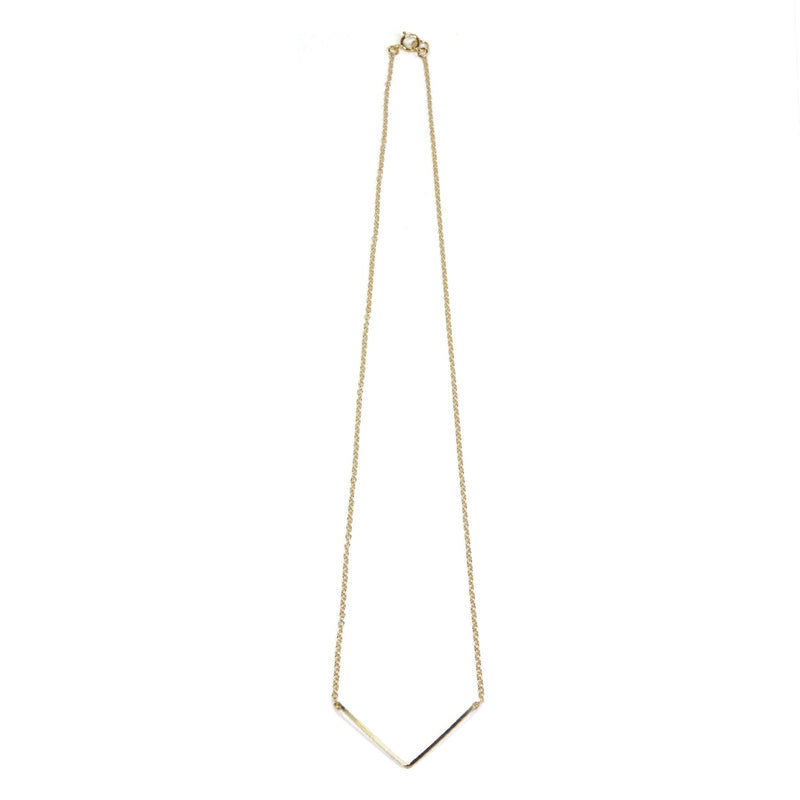 V shape Yellow Gold Wire Necklace Closure