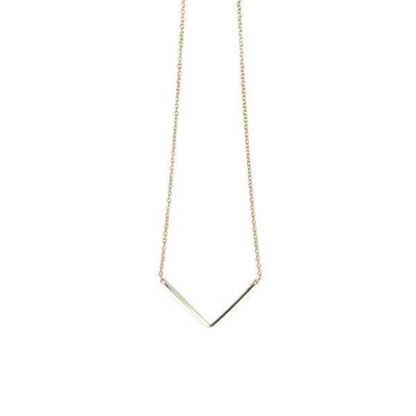 V shape Yellow Gold Wire Necklace
