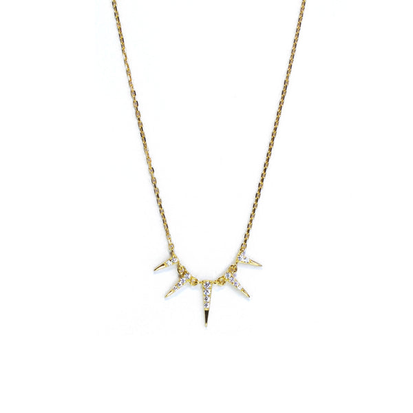 Gold CZ triangle lariat Necklace