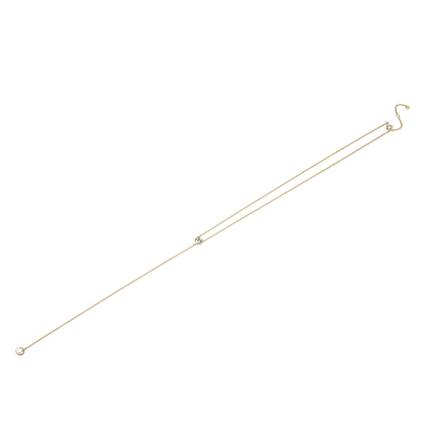 One CZ Lariat Yellow Gold Necklace Closure