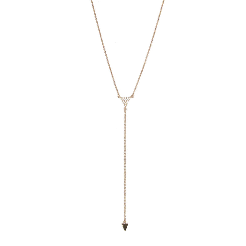 CZ Triangle Lariat Yellow Gold Necklace Alternate