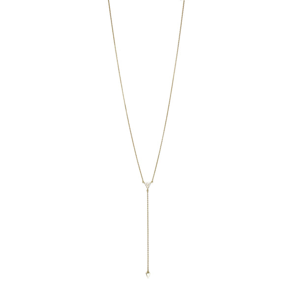CZ Triangle Lariat Yellow Gold Necklace