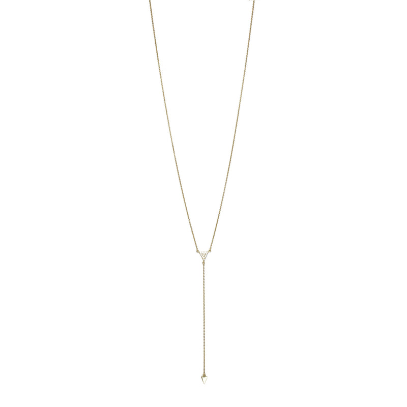 CZ Triangle Lariat Yellow Gold Necklace