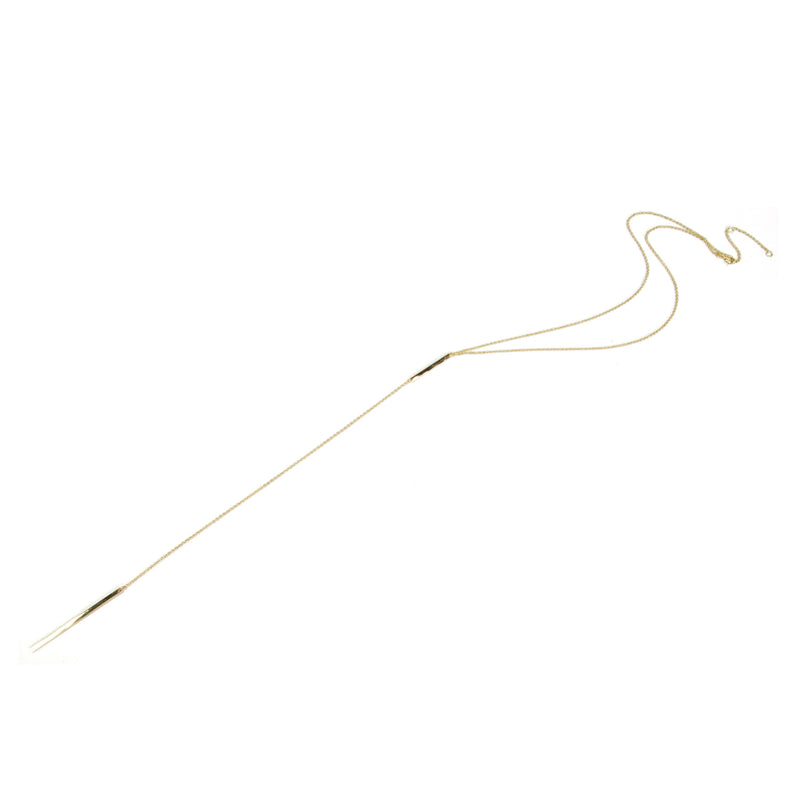 Bar Lariat Yellow Gold Necklace Closure
